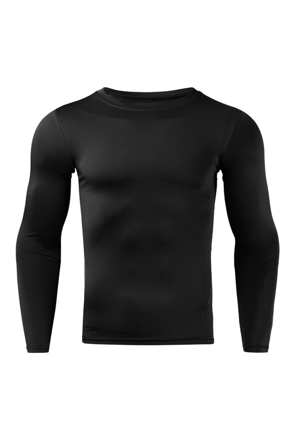 Men’s Compression Shapewear Long Sleeve Athletic Tights Basketball Training Base Layer Running Fitness Jacket, S, Black