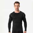 thumbnail image 1 of Men's Compression Shirt Long Sleeve, Athletic Workout T-Shirt & Active Sport Top, Muscle Support Baselayer for Running, Gym, Fitness Training & Cold Weather Black L, 1 of 9