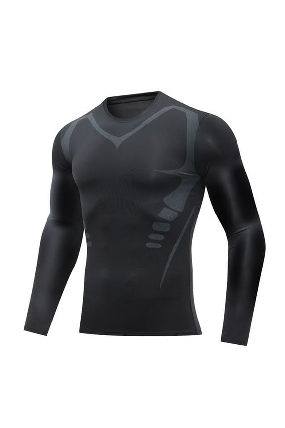 Men's Compression Shirt Long Sleeve Athletic Workout T-Shirts Top Active Sport Baselayer Undershirt Gear Shirt Dry Fit