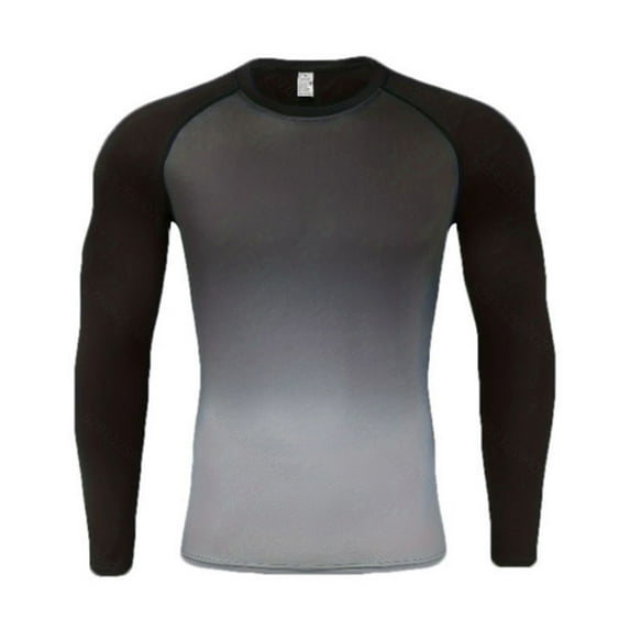 Men's Compression Shirt, Long Sleeve Workout Undershirt Base Layer Athletic Shirt, Men Dry Fit T Shirts Gray XS