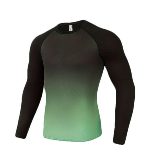 Men's Compression Shirt, Long Sleeve Workout Undershirt Base Layer Athletic Shirt, Men Dry Fit T Shirts Green M