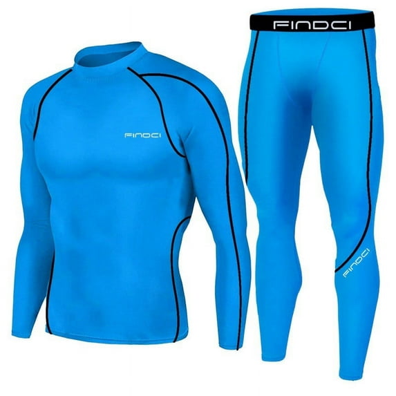 Men's Compression Shirt Set Long Sleeve Workout Set Compression Pants Top Long Sleeve Base Layer