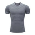 thumbnail image 1 of Men's Compression Shirt Short Sleeve Sports Athletic Baselayer Workout Tops Muscle Shirts Gray M, 1 of 4