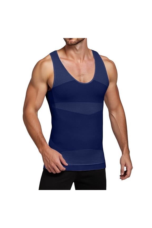 Men's Compression Shirt Slimming Body Vest - Nylon, for Workout, Beach, Running