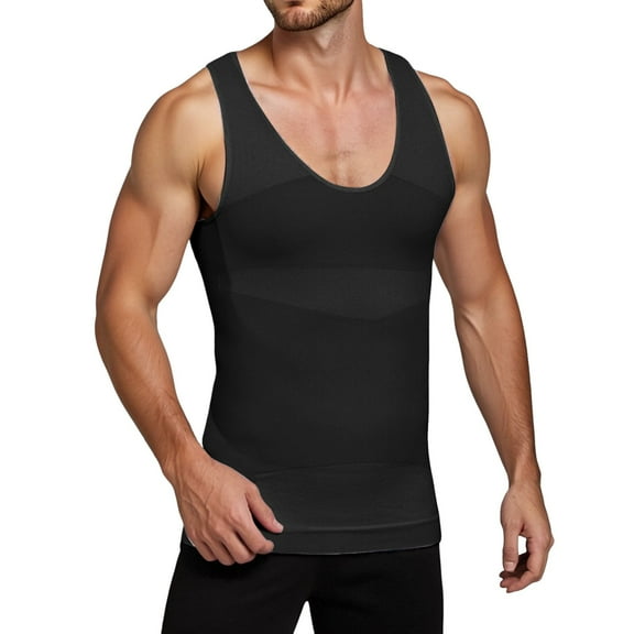 Men's Compression Shirt Body Vest - Short Sleeve, Nylon, Chest Flattening Effect, M-XXL Sizes for Fitness & Summer