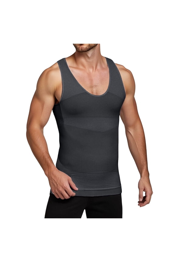 Men's Compression Shirt - Workout Tank Top for Abs & Core, Moisture-Wicking Gym Vest Summer,for Size M