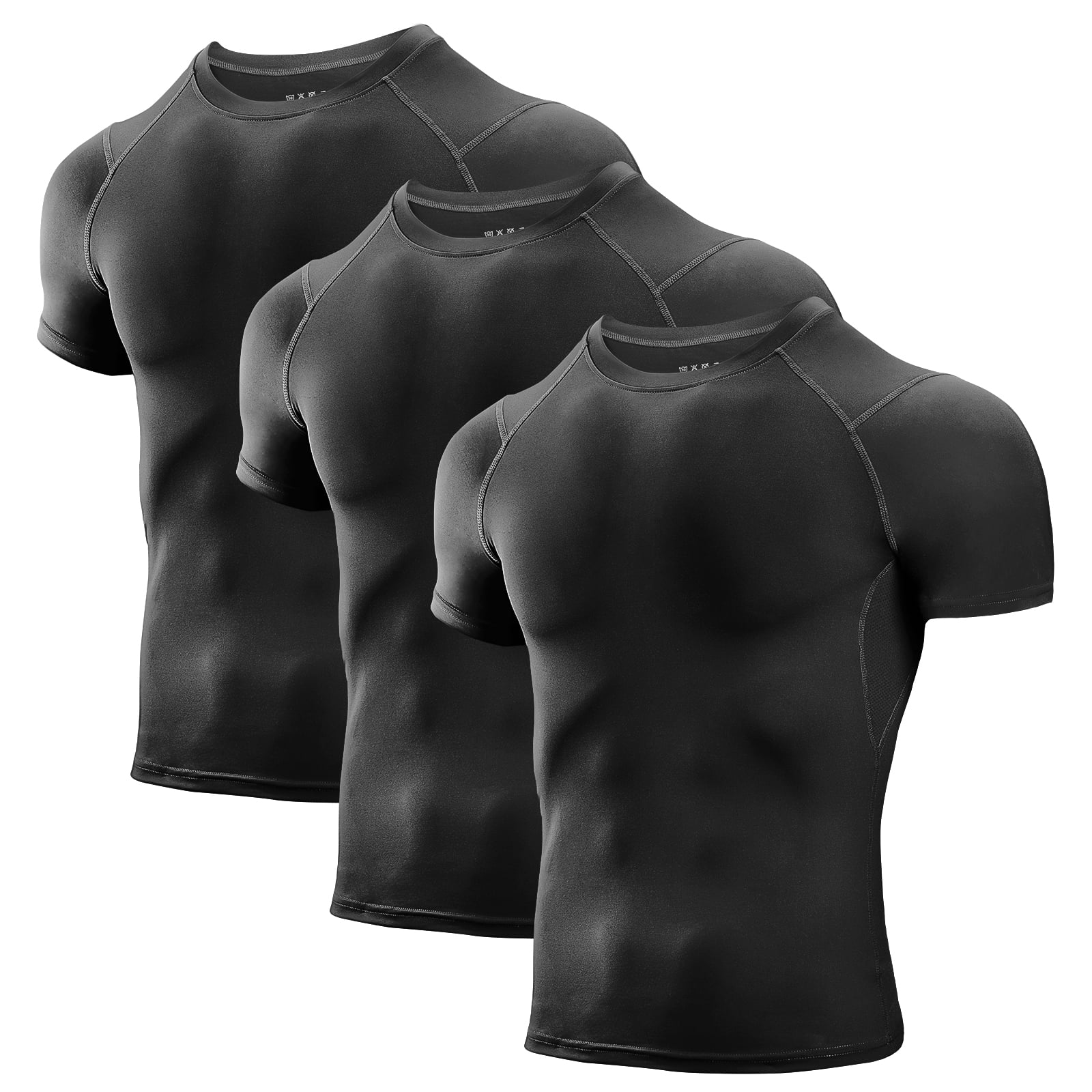 Men's Compression Shirts 3 Pack, Short Sleeve Athletic Compression Tops