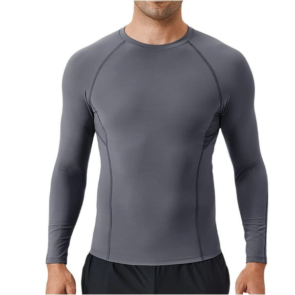Men's Compression Shirts Breathable High Elasticity Active Base Layer Undershirts Long Sleeve Athletic Workout T-Shirt