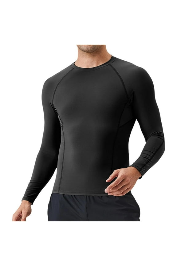 Men's Compression Shirts Breathable High Elasticity Active Base Layer Undershirts Long Sleeve Athletic Workout T-Shirt