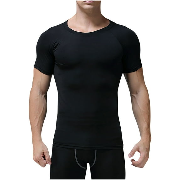 Men's Compression Shirts, Compression Shirts for Men Short Sleeve Athletic, Quick Dry Workout T Shirts Base Undershirt Black XXL