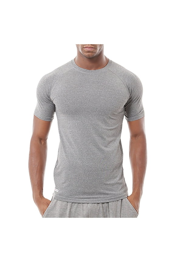 Men's Compression Shirts, Compression Shirts for Men Short Sleeve Athletic, Quick Dry Workout T Shirts Base Undershirt Gray XL