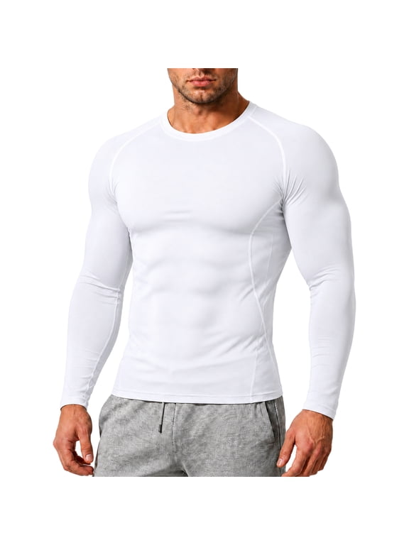 Men's Compression Shirts Long Sleeve Athletic Workout Shirt Sports Base Layer Undershirt Quick Dry, S