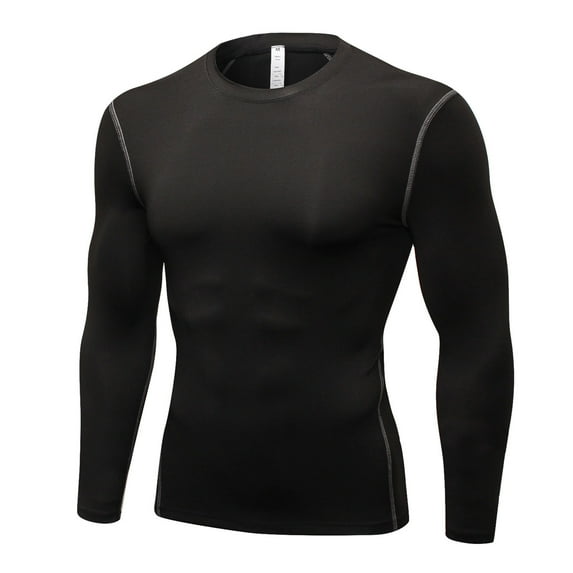 Men's Compression Shirts Long Sleeve Athletic Workout Tops Active Sports Baselayers Black Size S