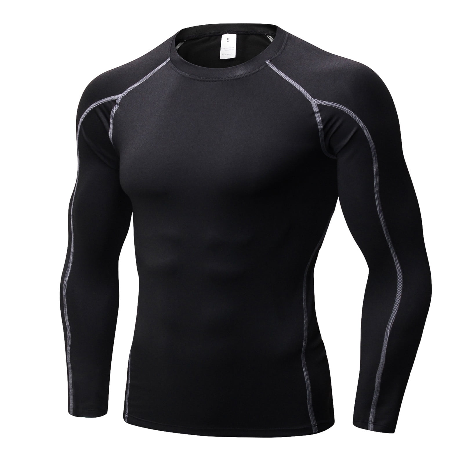 Men's Compression Shirts Long Sleeve Athletic Workout Tops Base-Layer ...