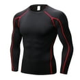 thumbnail image 1 of Men's Compression Shirts Long Sleeve Athletic Workout Tops Base-Layer Quick Dry Workout T Shirts Football Running Tops Red Size L, 1 of 3