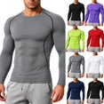 thumbnail image 1 of Men's Compression Shirts Long Sleeve Rash Guard Workout Undershirt Base Layer Athletic Shirt Gray S, 1 of 6