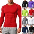 thumbnail image 1 of Men's Compression Shirts Long Sleeve Rash Guard Workout Undershirt Base Layer Athletic Shirt Red XL, 1 of 9