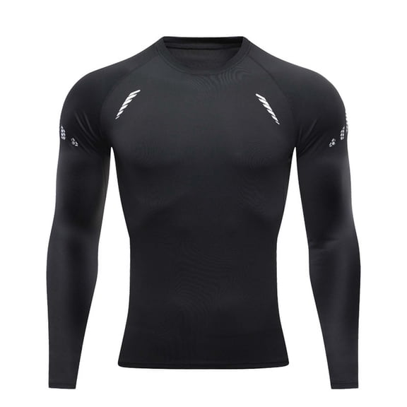Men's Compression Shirts Long Sleeve Workout Rash Guard Athletic Baselayer Undershirt Gear Tshirt