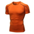 thumbnail image 1 of Men's Compression Shirts, Short Sleeve Athletic Compression Tops Cool Quick Dry Workout T Shirt Size 2XL Orange, 1 of 3