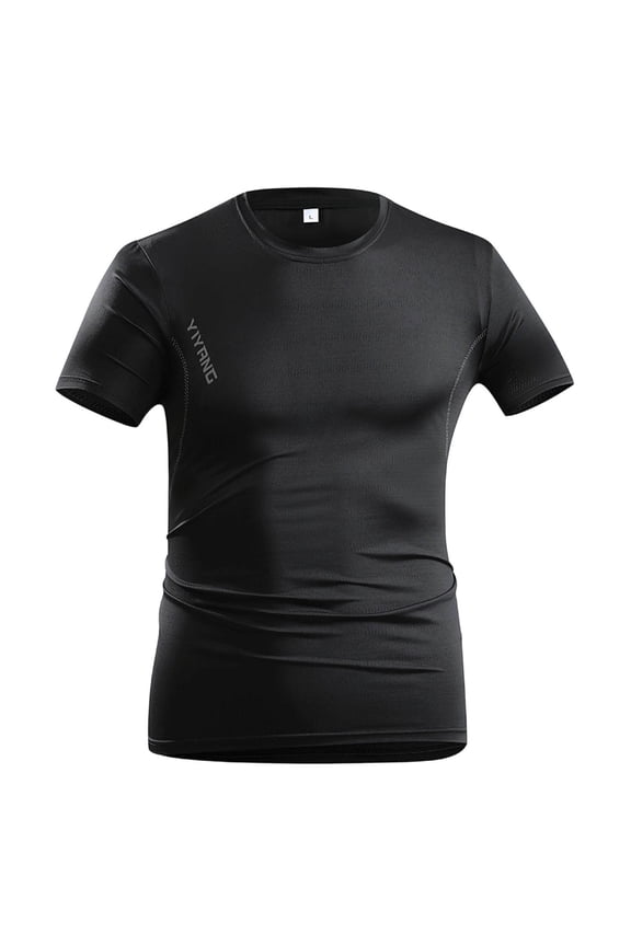 Men's Compression Shirts Short Sleeve Athletic Workout T-Shirt Running Tops Cool Dry Active Gym Undershirt