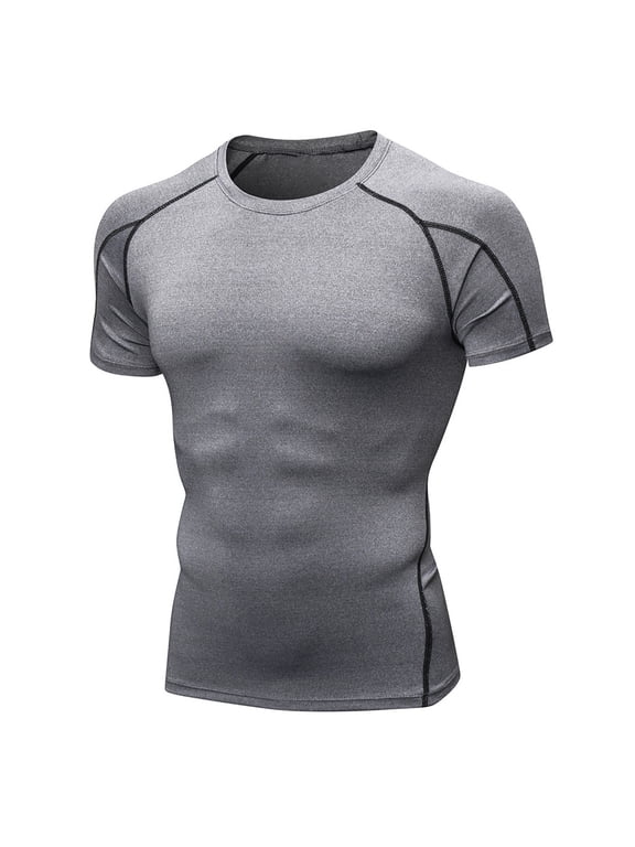 Men's Compression Shirts, Workout Tops Short Sleeve Athletic Base Layer T-Shirts Sports Gear Gym Shirt for Running