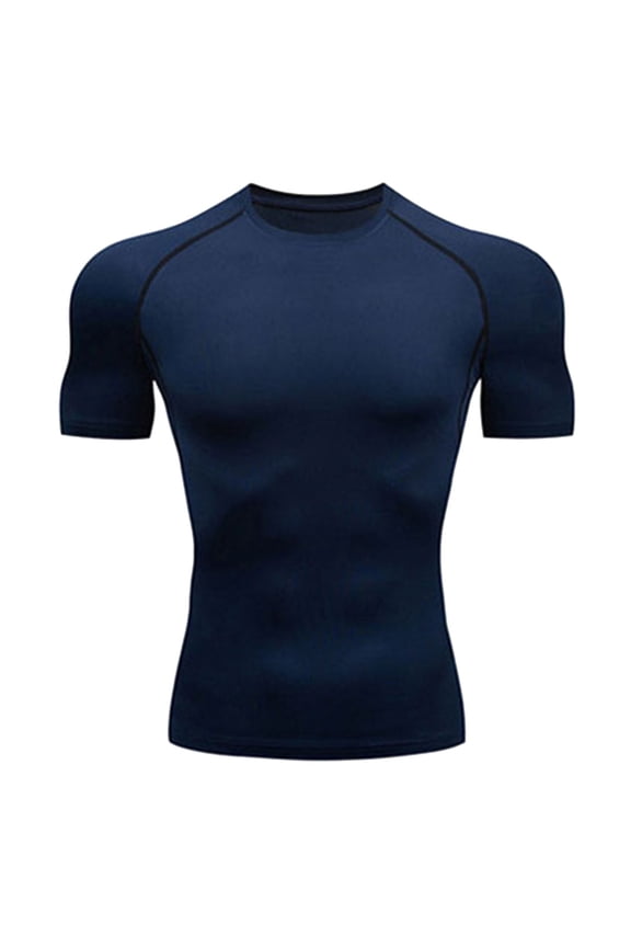 Men's Compression Short Sleeve T Shirt Quick Dry Base Layer Athletic Fitness Training Tight Top For Running Gym