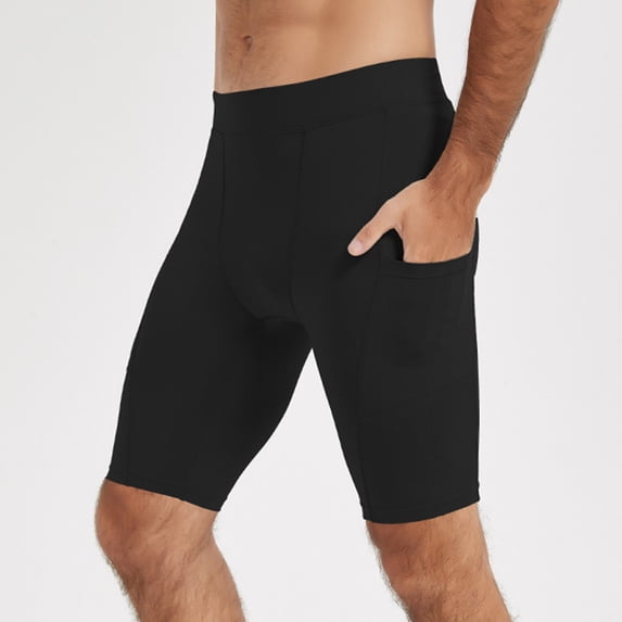 Men’s Compression Shorts Casual Sports Underwear Athletic Workout Running Tights, L, Black