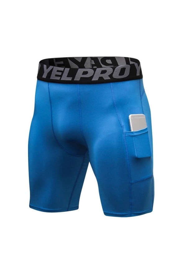 Men's Compression Shorts Pants Sports Baselayer Tights Active Workout Underwear Leggings with Pockets
