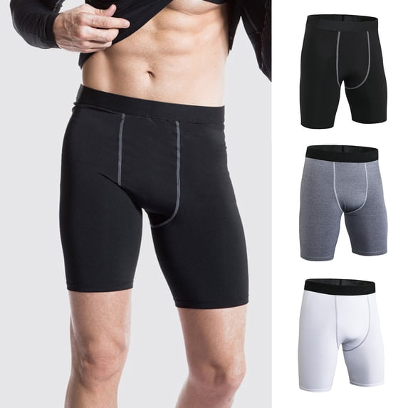 Men's Compression Shorts Quick Dry Moisture Wicking– 5" Performance Athletic Shorts for Workouts Sports Running Spandex Underwear Size M-3XL White