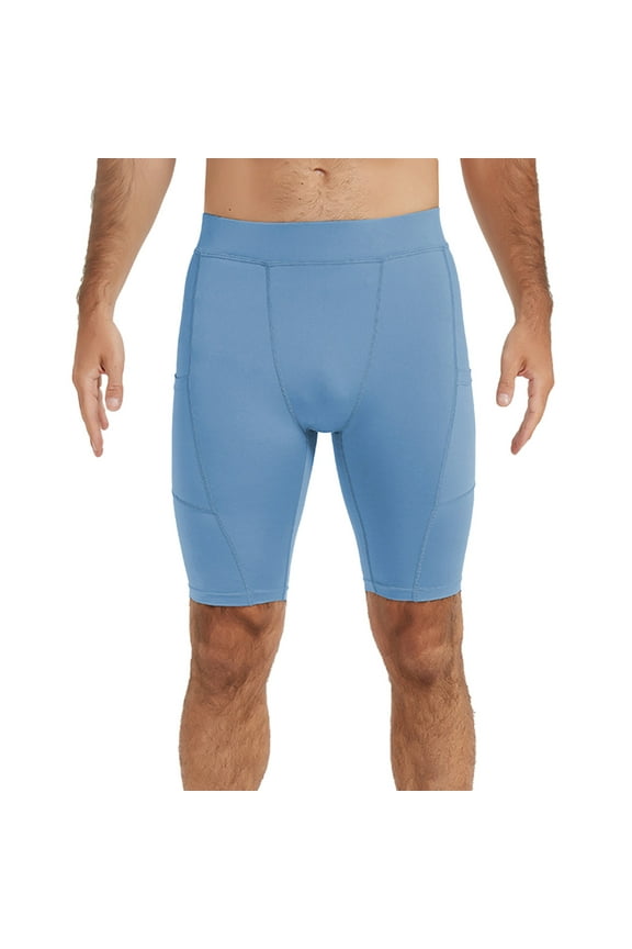 Men’s Compression Shorts Workout & Training | Performance Spandex Base Layer Athletic Gym, Running, Rowing Underwear Light Blue Size M