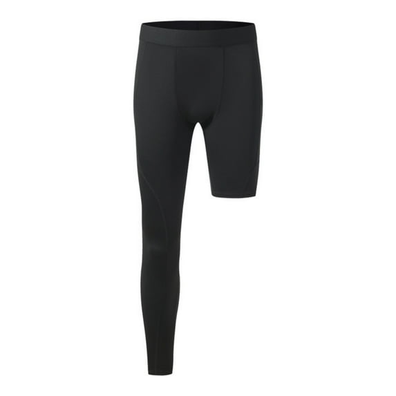 Men's Compression Single Leg Tight Sports Long Pants with Pockets, Sports Gym Athletic Base Layer
