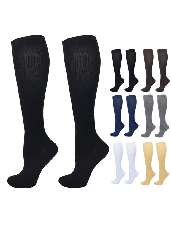 Men's Compression Socks, Athletic Mid-Calf Socks with Stretch Support Design & Breathable Nylon Fabric, Running Fitness Wear, 1 Pair | JASKFLY,Black M