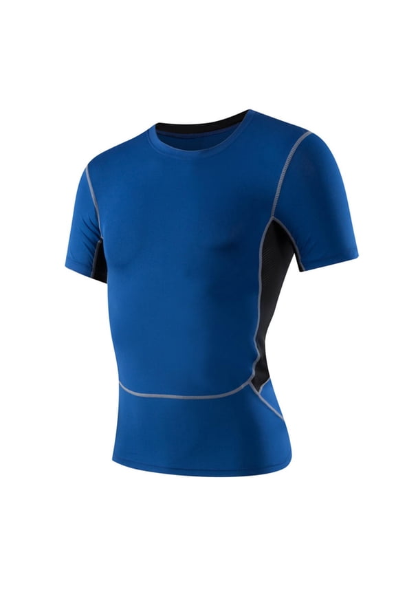 Men's Compression T Shirt Casual Slim Fit Solid Sport Training Workout Tee Summer Fashion Short Sleeve Crewneck Top