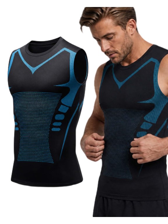 Men’s Compression Tank Top, High-Stretch Body Shaper Vest with Tummy Support, Breathable Moisture-Wicking Undershirt for Gym & Daily Wear