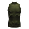 thumbnail image 1 of Men's Compression Tank Top, Mock Turtleneck Sleeveless Shirt, Fitted Athletic Base Layer for Gym Workout Size 2XL Army Green, 1 of 5