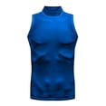 thumbnail image 1 of Men's Compression Tank Top, Mock Turtleneck Sleeveless Shirt, Fitted Athletic Base Layer for Gym Workout Size 2XL Blue, 1 of 5