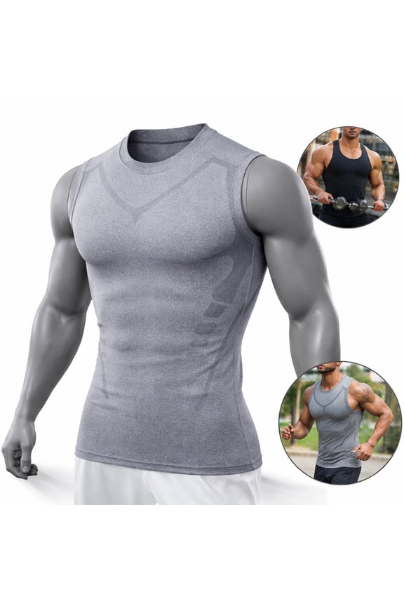 Men’s Compression Tank Top, Sleeveless Athletic Base Layer with Moisture-Wicking Stretch Fabric for Workout and Daily Wear, S-5XL