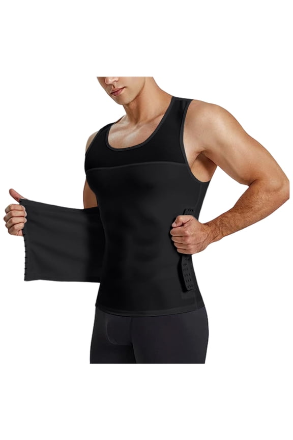 Men's Compression Undershirts Tank Top for Men Scoop Neck Tummy Control Shapewear Vest Black S