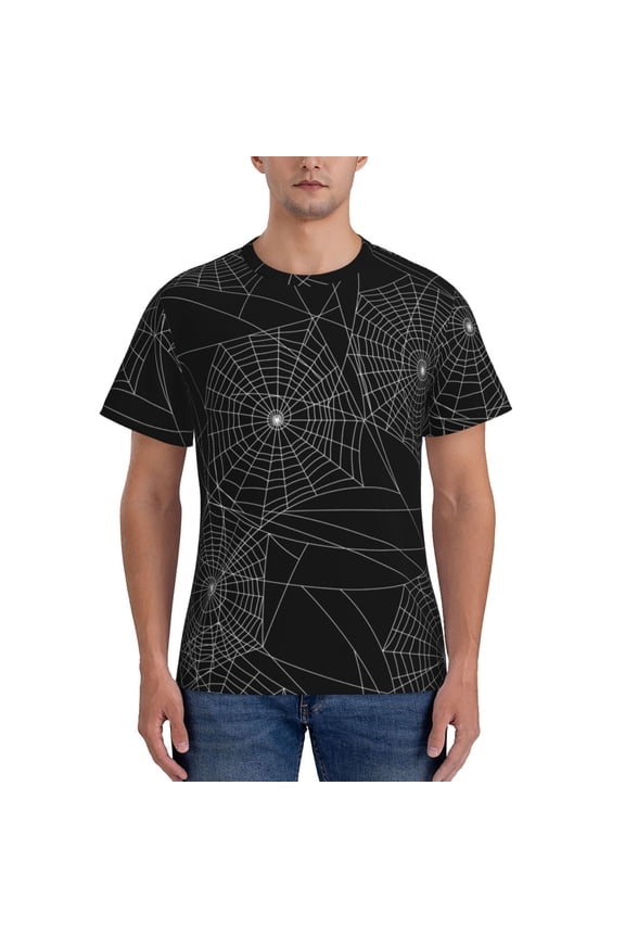 Men's Compression Workout T-Shirt Athletic Tee Short Sleeve Shirt, Spider Web Silhouette Halloween