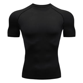 Men's Compression Workout T Shirt, Short Sleeve Crew Neck Athletic Top, Lightweight Breathable Gym Tee with Stitching