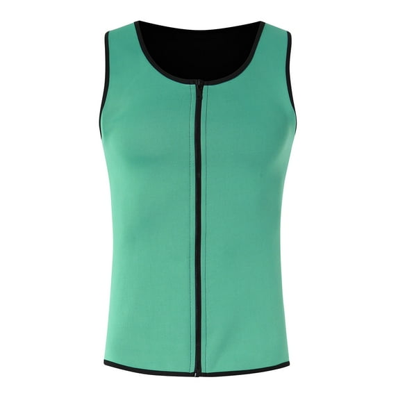 Men's Compression Zip-Up Waist Trainer Vest - Body Shaper for Gym & Posture Support
