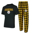 thumbnail image 1 of Men's Concepts Sport Black/Gold Pittsburgh Steelers Big & Tall Avondale T-Shirt & Flannel Pants Sleep Set, 1 of 1