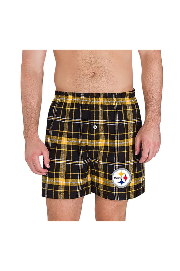 Men's Concepts Sport Black/Gold Pittsburgh Steelers Ultimate Flannel Boxers