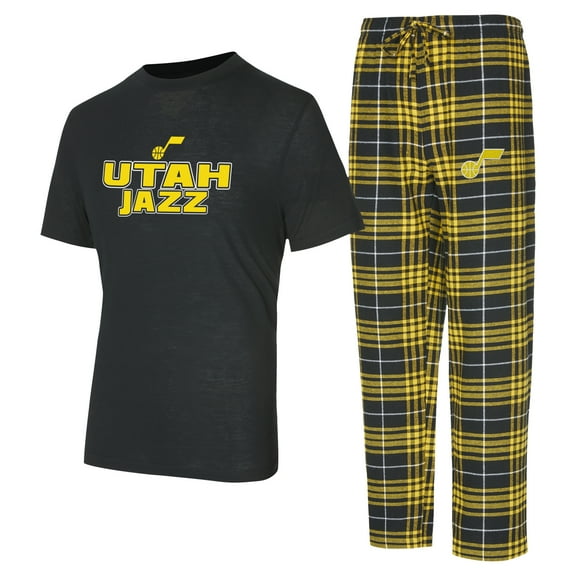 Men's Concepts Sport  Black/Gold Utah Jazz Vector Top & Flannel Pants Sleep Set
