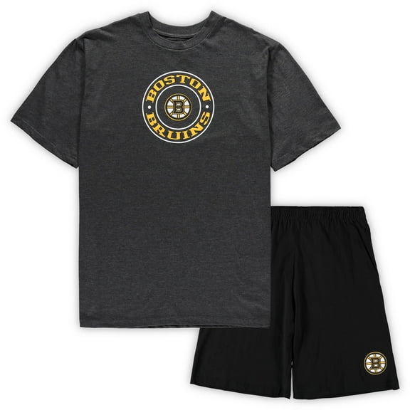Men's Concepts Sport Black/Heathered Charcoal Boston Bruins Big & Tall Top & Shorts Sleep Set