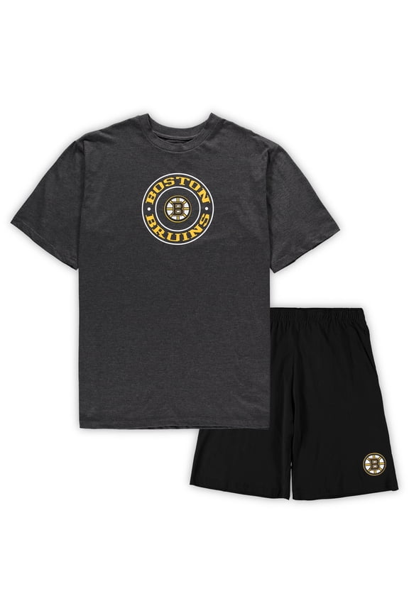 Men's Concepts Sport Black/Heathered Charcoal Boston Bruins Big & Tall Top & Shorts Sleep Set