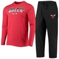 thumbnail image 1 of Men's Concepts Sport Black/Red Chicago Bulls Long Sleeve Top & Pants Sleep Set, 1 of 5