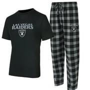 Men's Concepts Sport Black/Silver Las Vegas Raiders Avondale T-Shirt & Flannel Pants Set