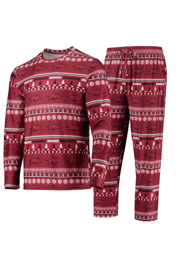 Men's Concepts Sport Cardinal Arkansas Razorbacks Ugly Sweater Long Sleeve Top and Pants Sleep Set
