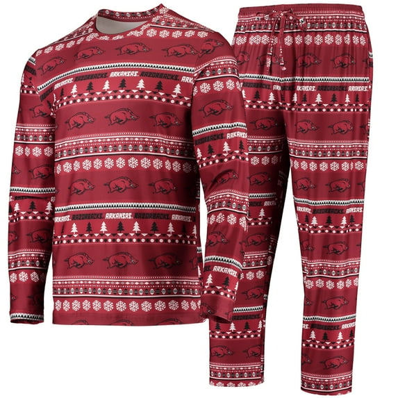 Men's Concepts Sport Cardinal Arkansas Razorbacks Ugly Sweater Long Sleeve Top and Pants Sleep Set